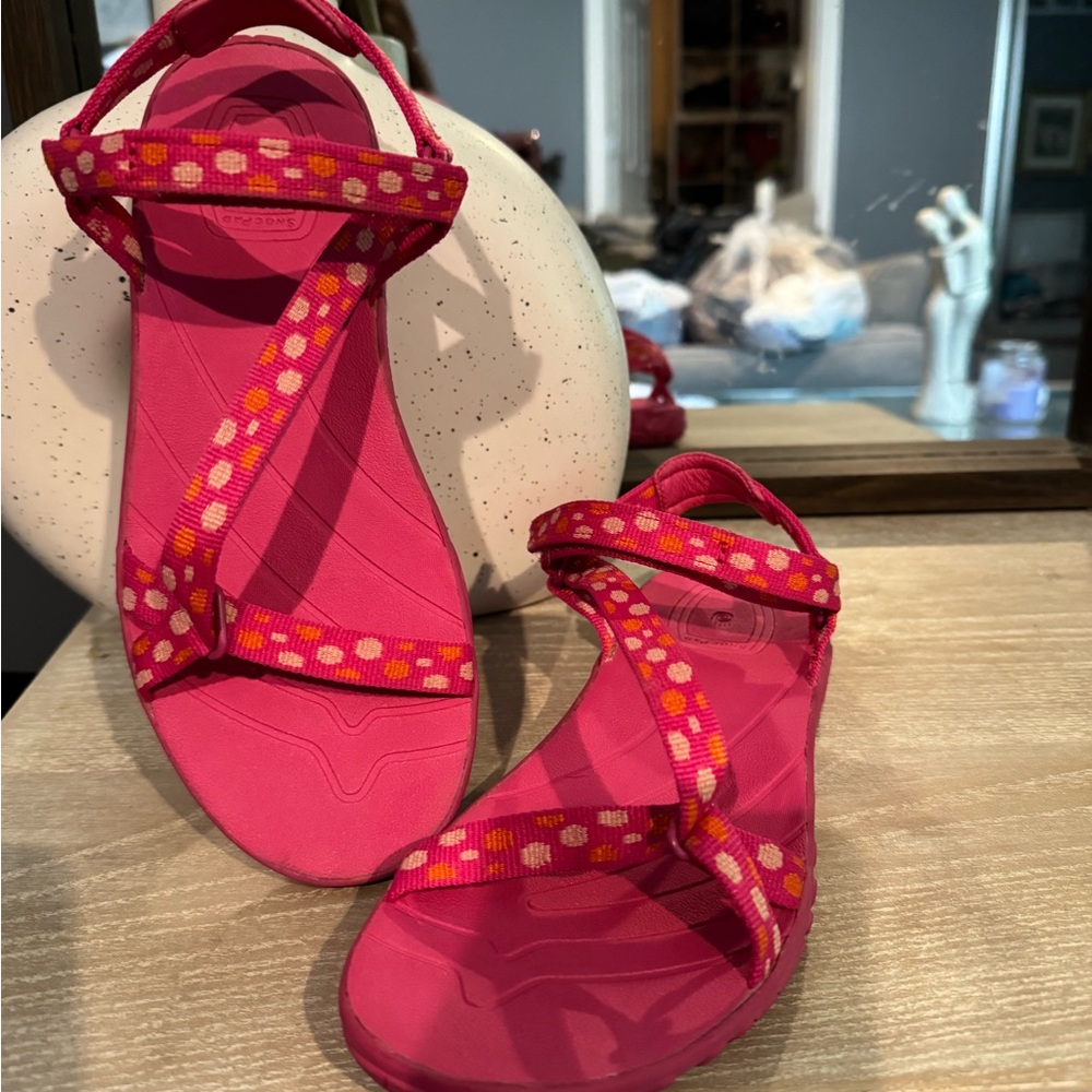 Teva Pink and Orange Sandals with Studded Straps - Picture 2 of 5